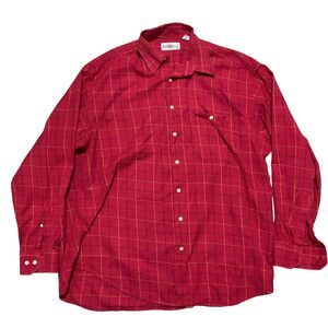 Windsor Red Plaid XL Men's Long Sleeve Cotton Shirt